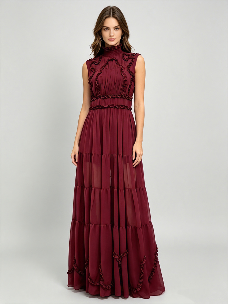 TWOTWINSTYLE Sleeveless Turtleneck Tunic Elegant Dress