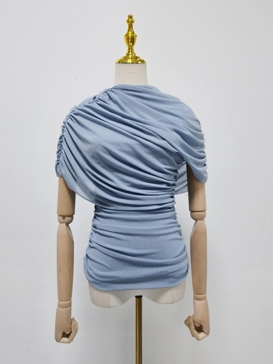 TWOTWINSTYLE Cross Wrap Asymmetric Tunic Chic Top