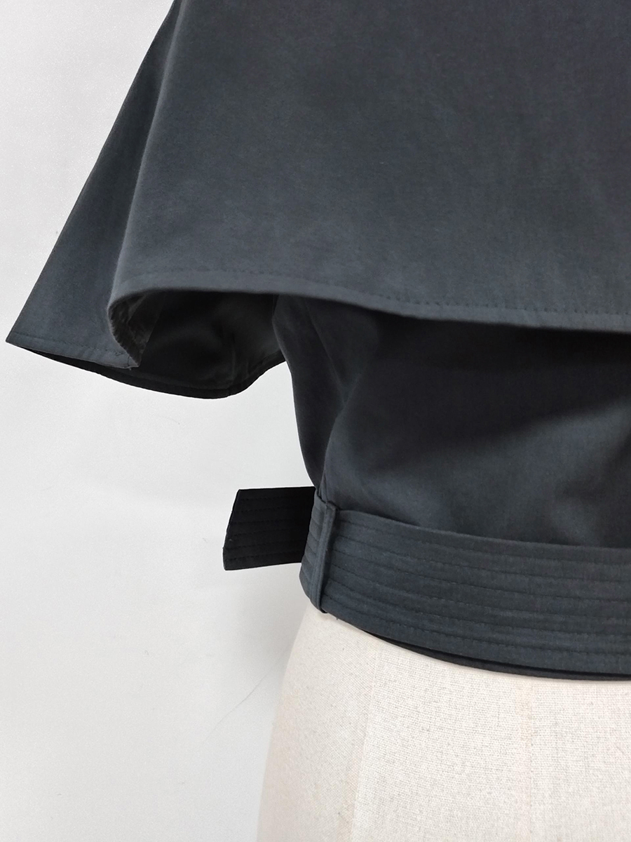TWOTWINSTYLE Lapel Spliced Shawl Double Breasted Belt Chic Jacket