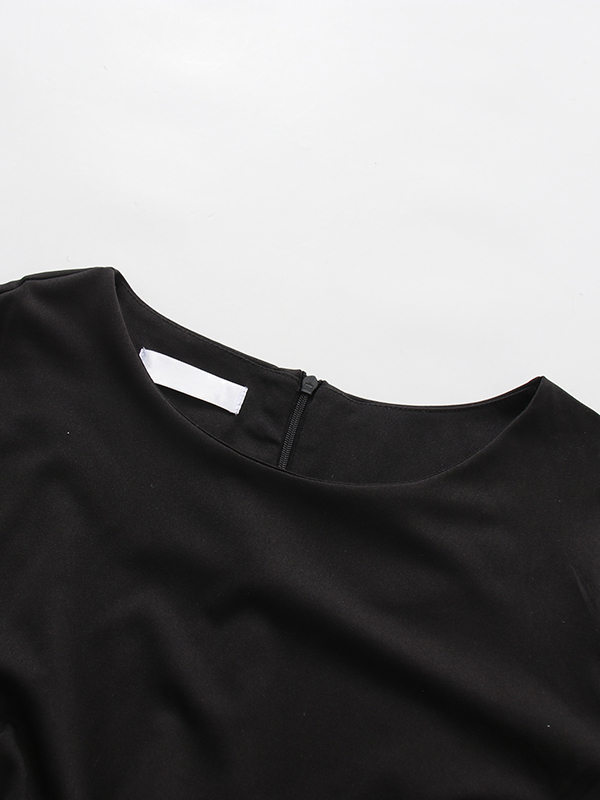 TWOTWINSTYLE Solid Stand Collar Spliced Diamond Designer Dress