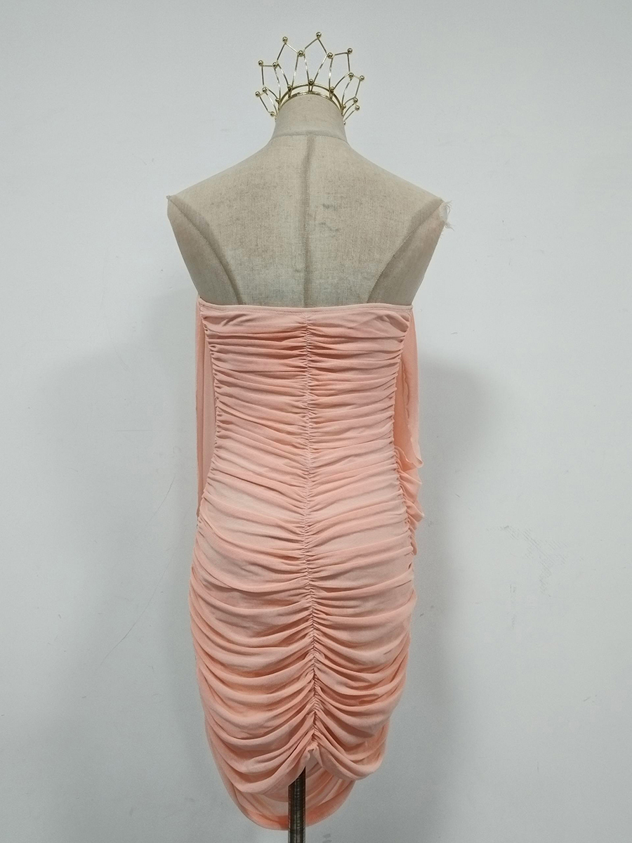 TWOTWINSTYLE Off Shoulder Ruched Irregular Fashion Dress