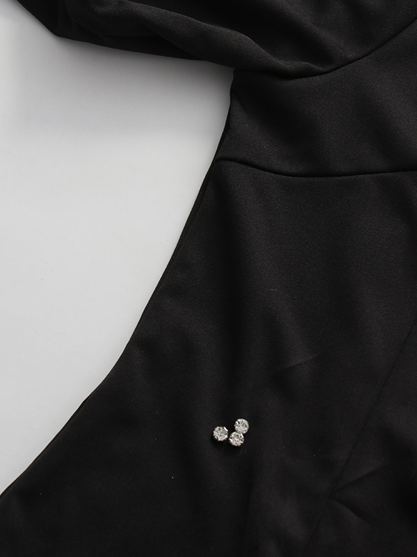 TWOTWINSTYLE Solid Stand Collar Spliced Diamond Designer Dress