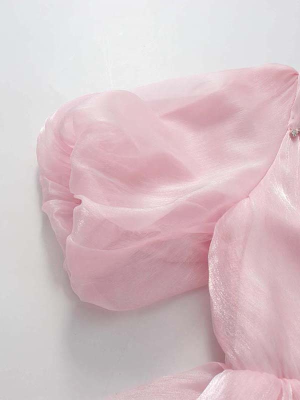 TWOTWINSTYLE Puff Sleeve V Neck Tunic Minimalist Dress