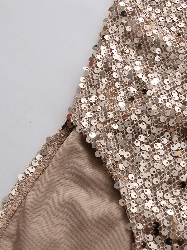 TWOTWINSTYLE Patchwork Sequins Mesh Side Split Chic Dress