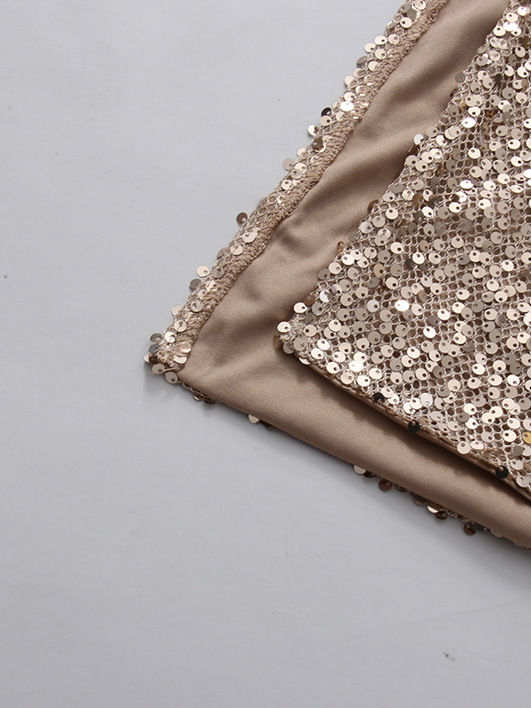 TWOTWINSTYLE Patchwork Sequins Mesh Side Split Chic Dress