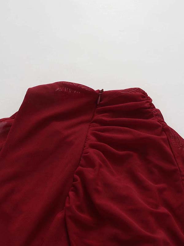 TWOTWINSTYLE Round Neck Off One Shoulder Ruched Elegant Dress