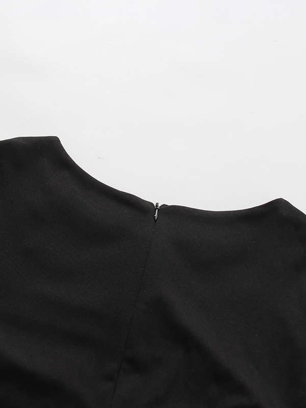 TWOTWINSTYLE Solid Stand Collar Spliced Diamond Designer Dress