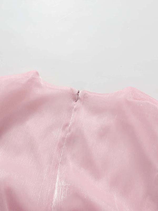 TWOTWINSTYLE Puff Sleeve V Neck Tunic Minimalist Dress