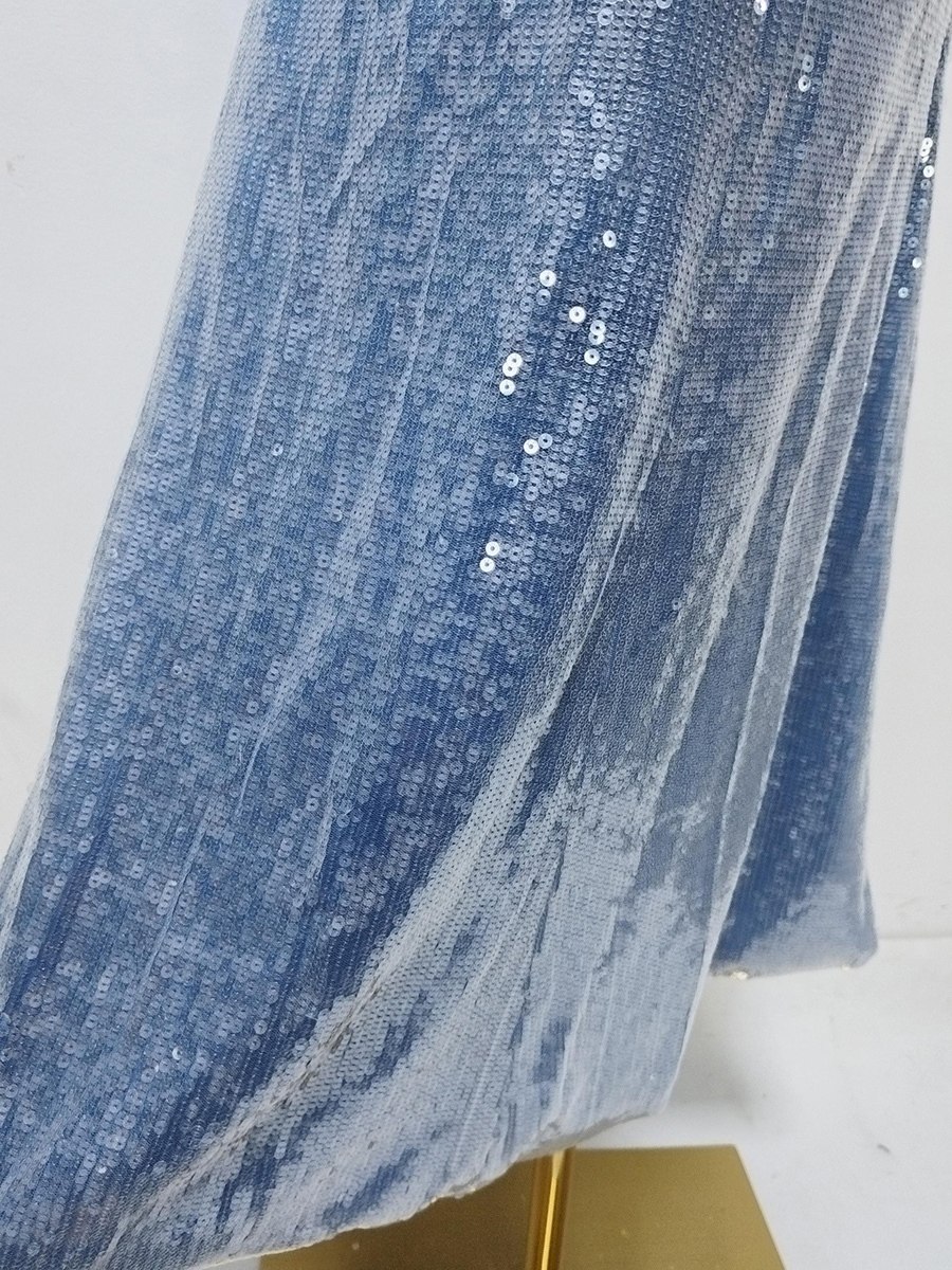 TWOTWINSTYLE Off Shoulder Hit Color Spliced Lace Sequins Fashion Dress