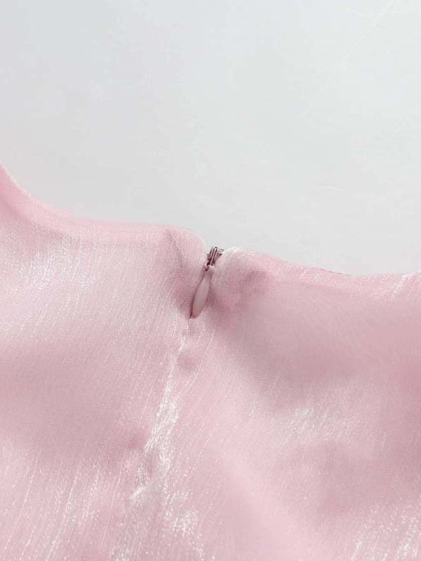 TWOTWINSTYLE Puff Sleeve V Neck Tunic Minimalist Dress