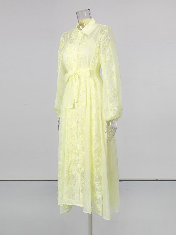 TWOTWINSTYLE Lapel Long Sleeve High Waist Designer Dress
