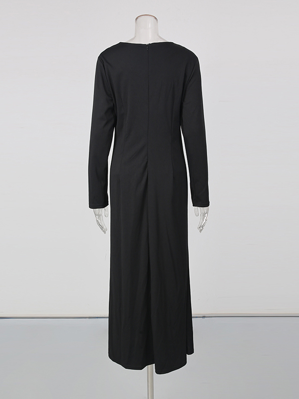 TWOTWINSTYLE Solid Stand Collar Spliced Diamond Designer Dress