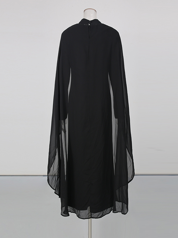 TWOTWINSTYLE Solid Stand Collar Spliced Diamond Designer Dress