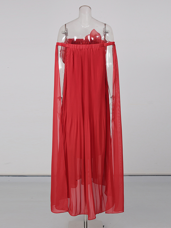 TWOTWINSTYLE Solid Sleeveles Spliced 3D Flower Elegant Dress
