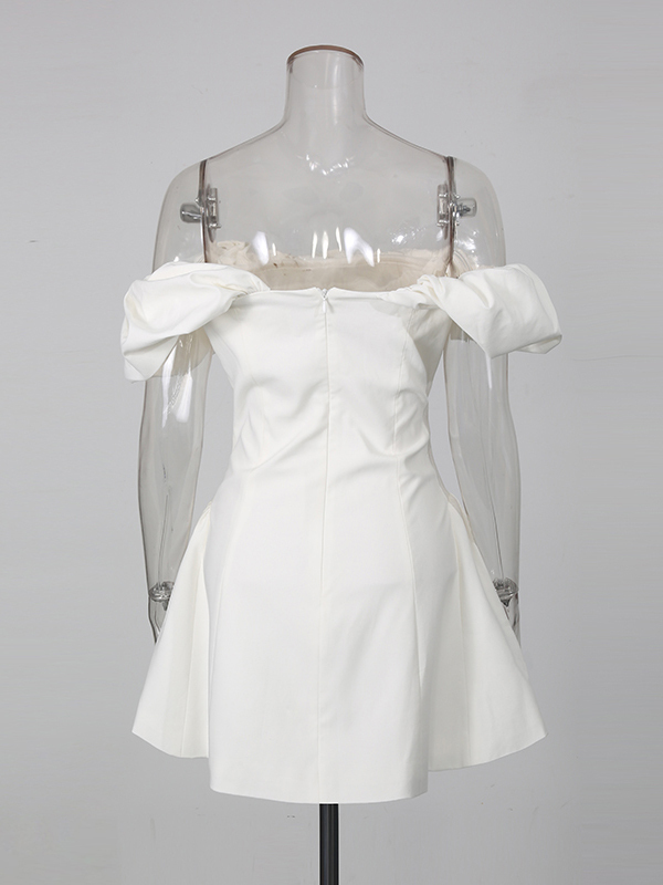 TWOTWINSTYLE Solid Off Shoulder High Waist Fashion Dress