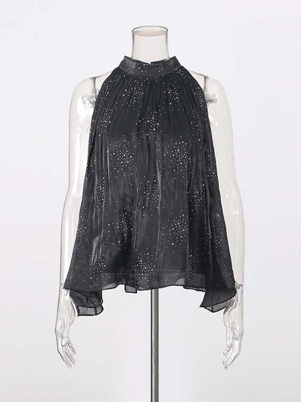 TWOTWINSTYLE Round Neck Off Shoulder Top Patchwork Diamond Chic Set