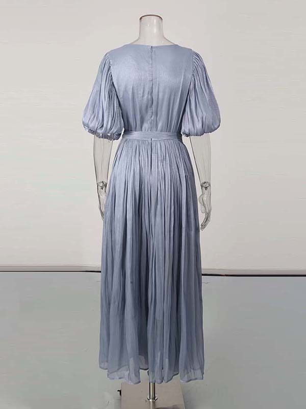 TWOTWINSTYLE Spliced Sequins Puff Sleeve Tunic Vintage Dress