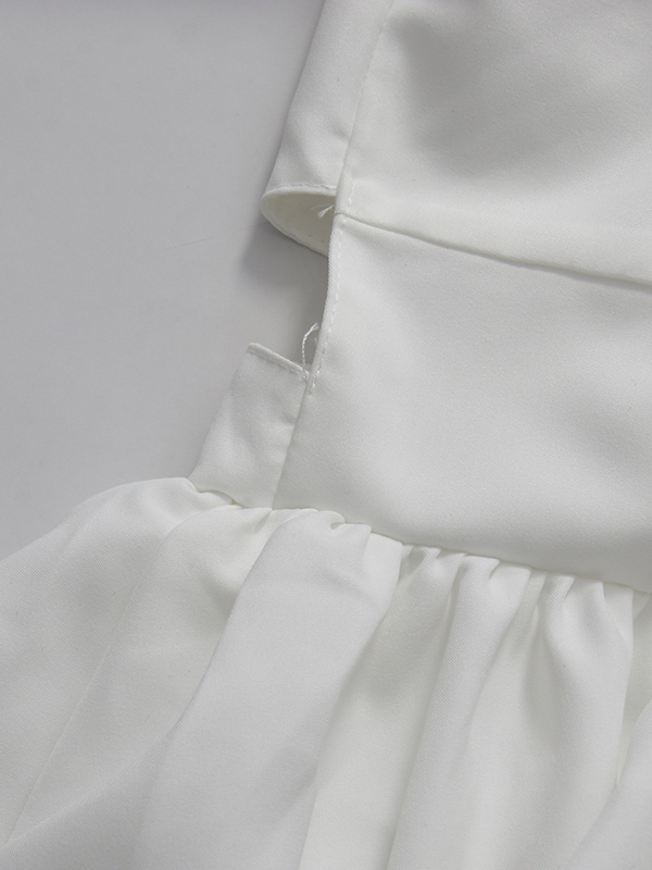 TWOTWINSTYLE Puff Sleeve Hollow Out Irregular Hem Desig Dress