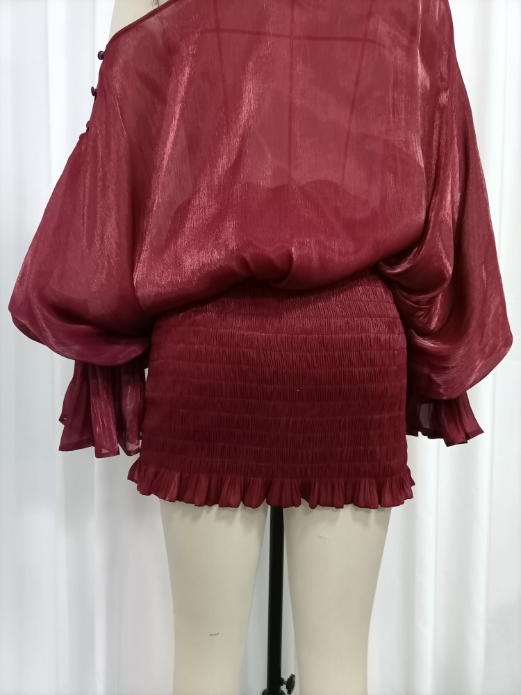 TWOTWINSTYLE Off One Shoulder Spliced Flower Elegant Dress