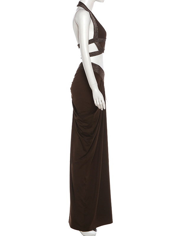 TWOTWINSTYLE Off Shoulder Ruched Sexy Cutout Waist Dress