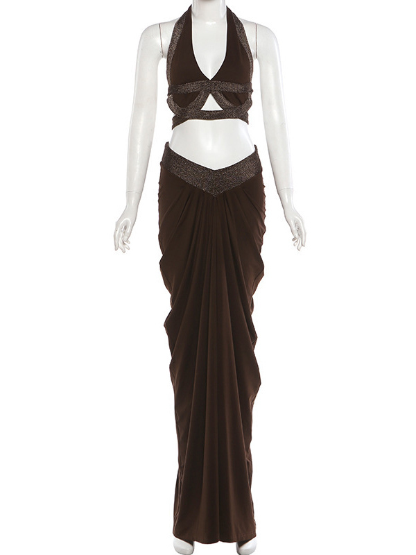 TWOTWINSTYLE Off Shoulder Ruched Sexy Cutout Waist Dress