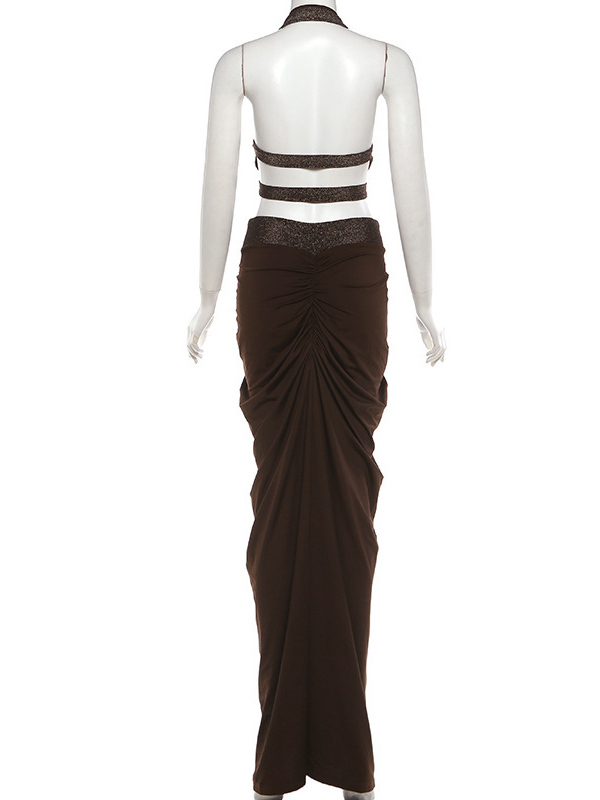 TWOTWINSTYLE Off Shoulder Ruched Sexy Cutout Waist Dress