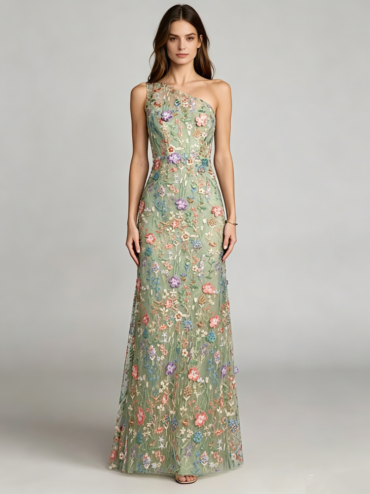 TWOTWINSTYLE Off Shoulder Spliced Appliques Elegant Dress