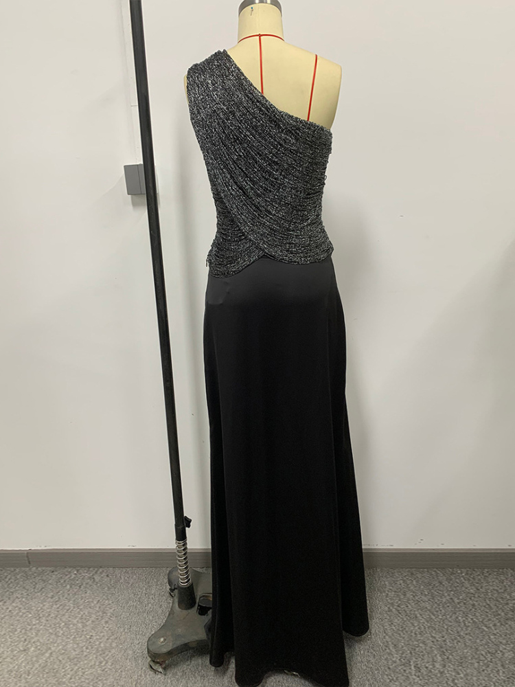 TWOTWINSTYLE Off Shoulder Spliced Sequins Tunic Chic Dress