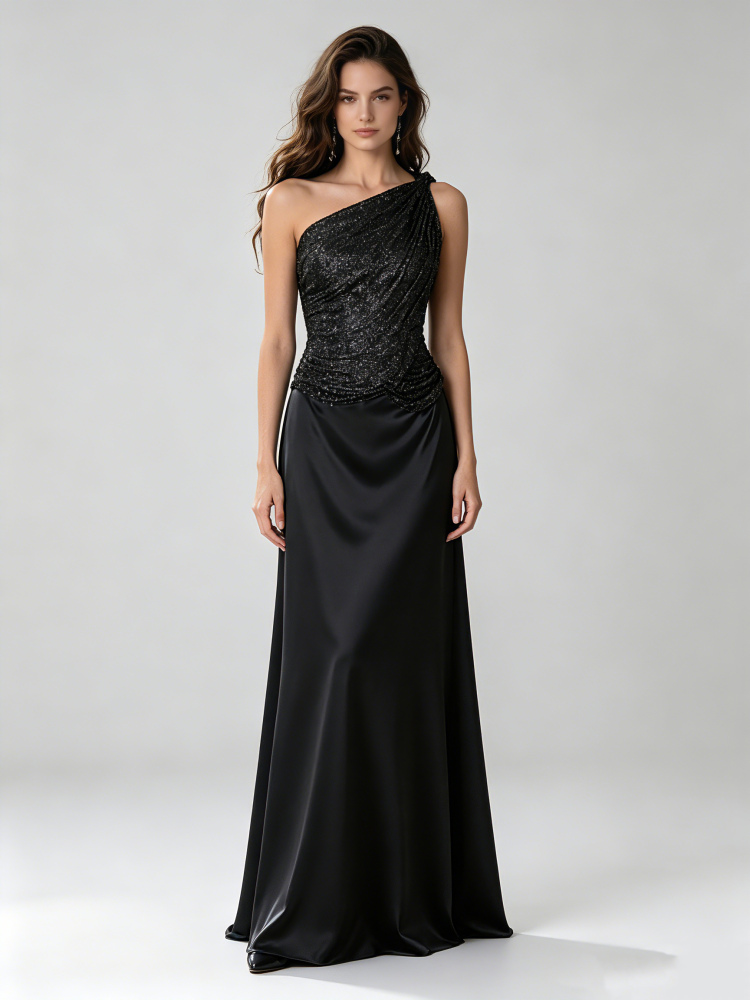 TWOTWINSTYLE Off Shoulder Spliced Sequins Tunic Chic Dress