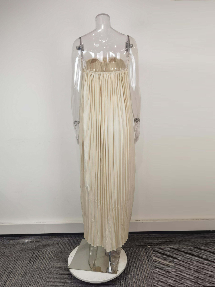 TWOTWINSTYLE Round Neck Asymmetrical Shawl Pleated Dress Elegant Set