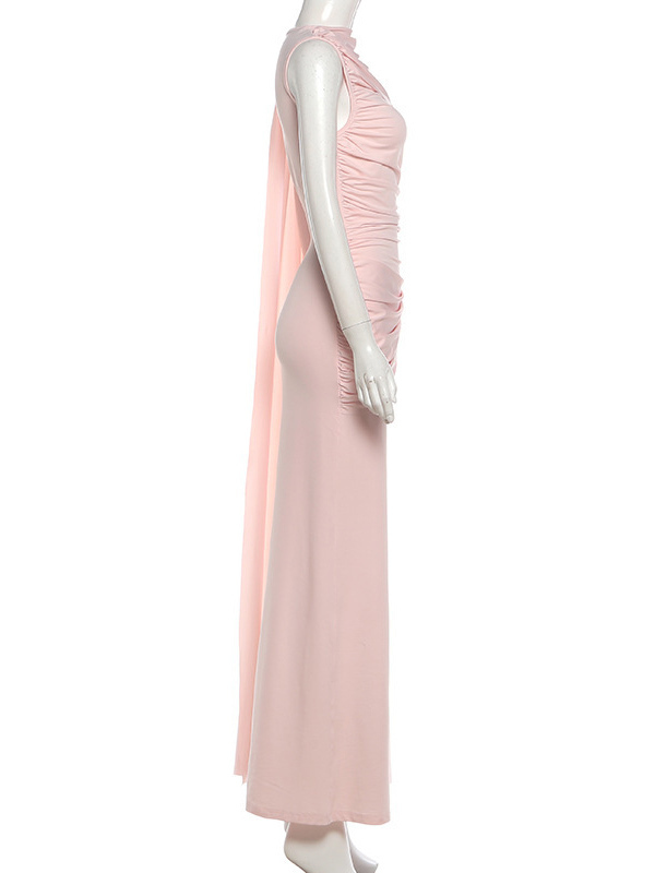TWOTWINSTYLE Sleeveless Pleated Spliced Metal Elegant Dress