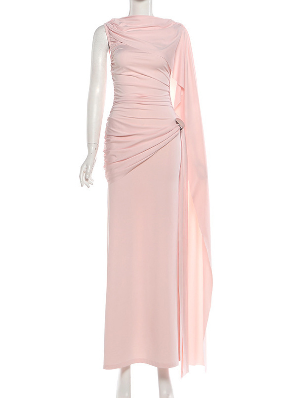 TWOTWINSTYLE Sleeveless Pleated Spliced Metal Elegant Dress