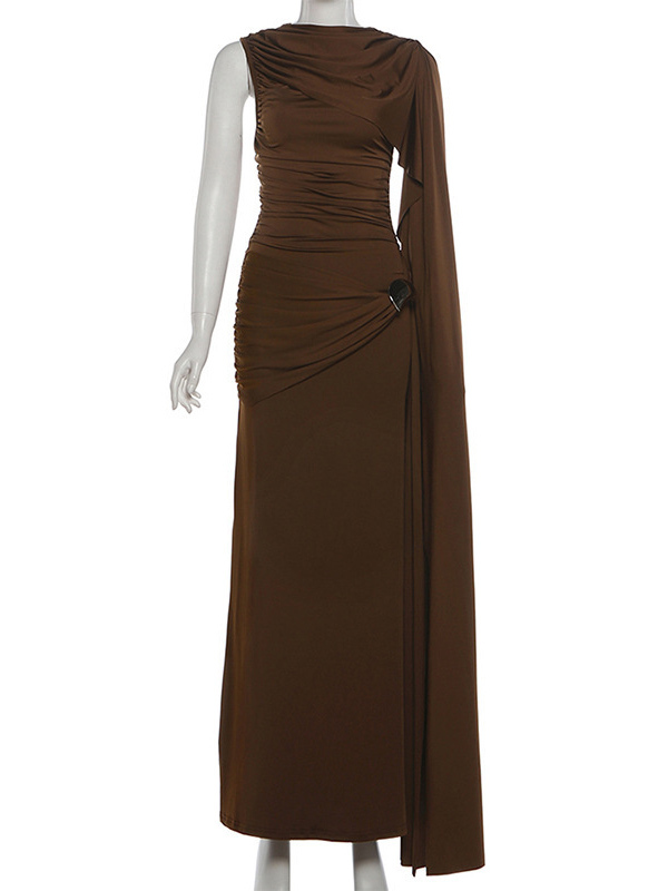 TWOTWINSTYLE Sleeveless Pleated Spliced Metal Elegant Dress