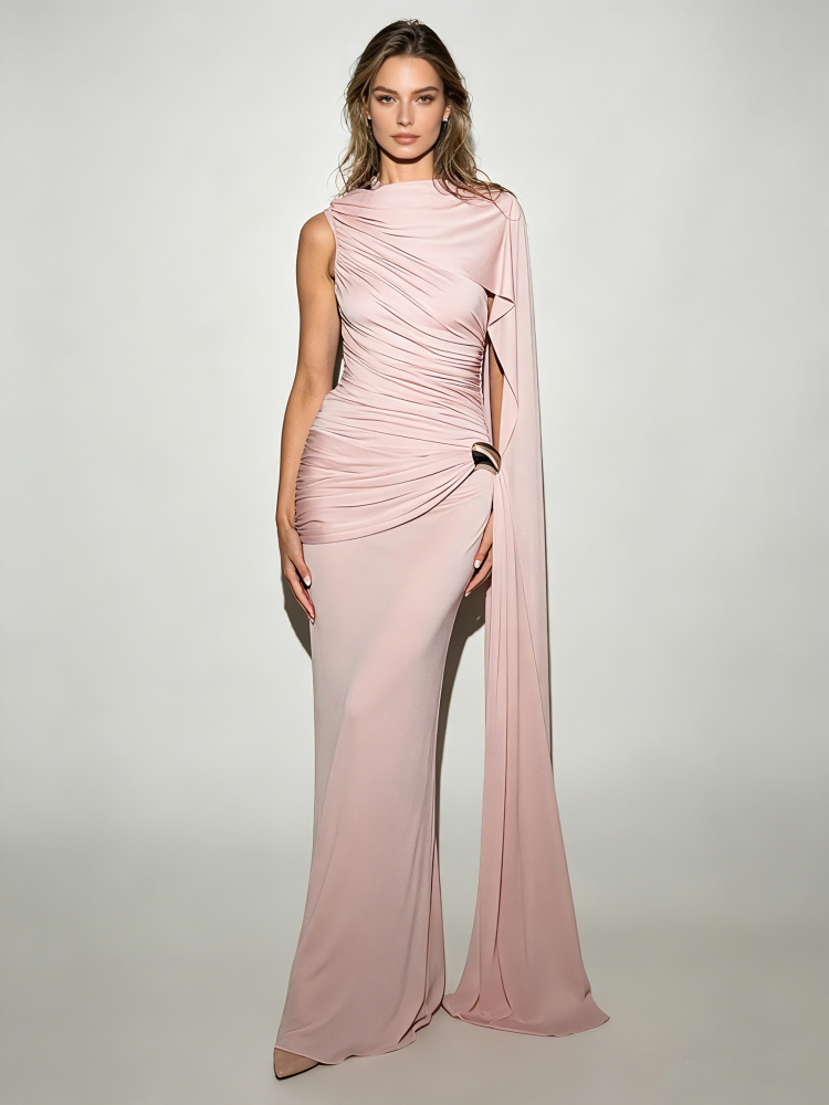 TWOTWINSTYLE Sleeveless Pleated Spliced Metal Elegant Dress