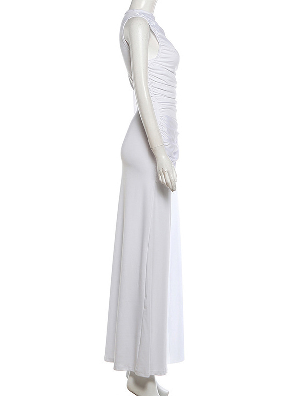 TWOTWINSTYLE Sleeveless Pleated Spliced Metal Elegant Dress