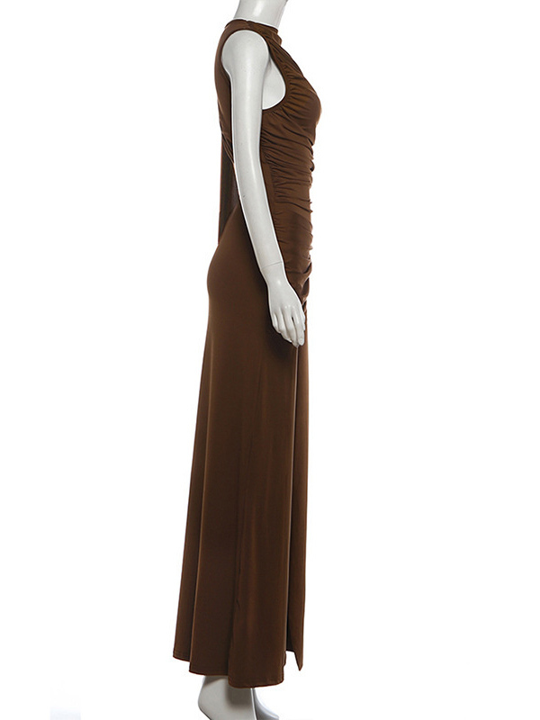 TWOTWINSTYLE Sleeveless Pleated Spliced Metal Elegant Dress