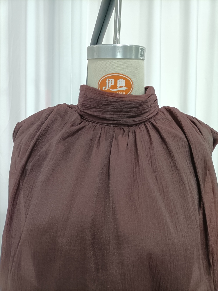 TWOTWINSTYLE Stand Collar Sleeveless Patchwork Waist Belt Fashion Dress