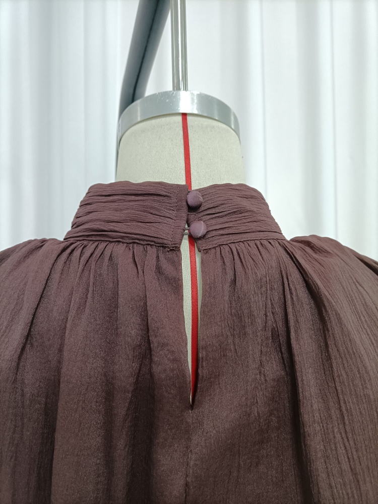 TWOTWINSTYLE Stand Collar Sleeveless Patchwork Waist Belt Fashion Dress