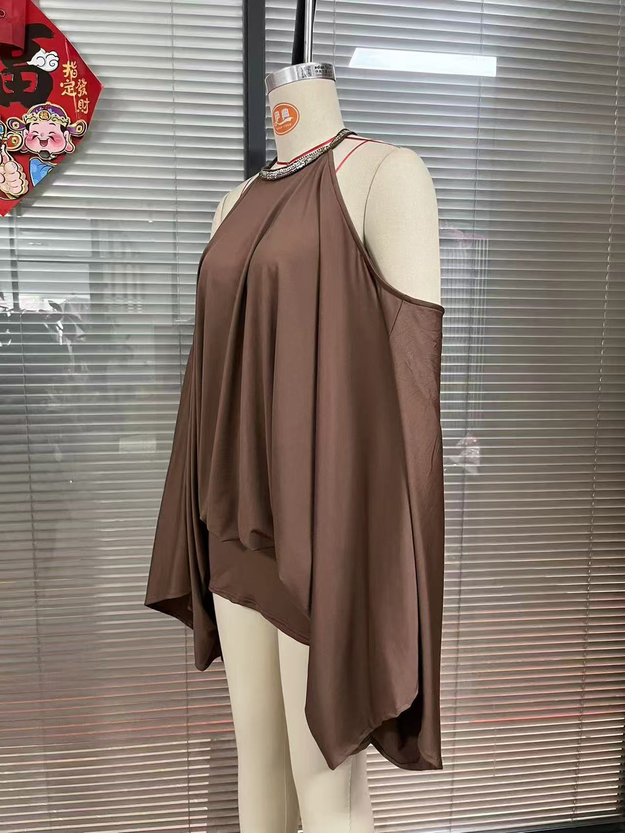 TWOTWINSTYLE Beaded Halter Off Shoulder Batwing Vintage Dress