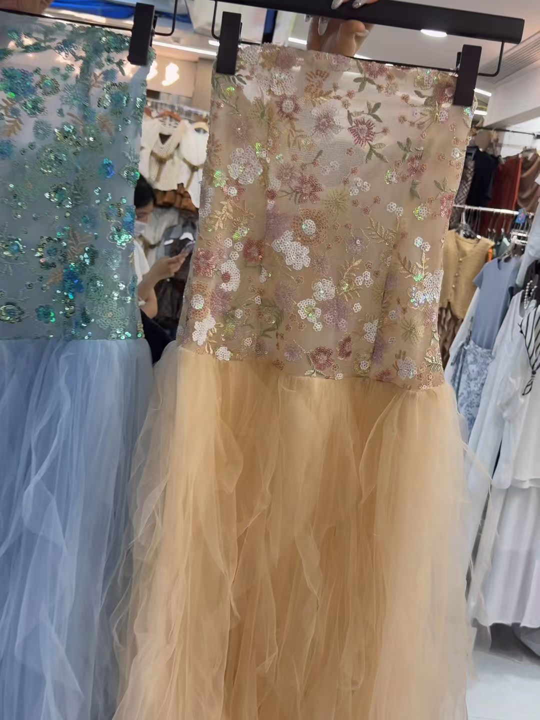 TWOTWINSTYLE Off Shoulder Patchwork Lace Sequins Elegant Dress