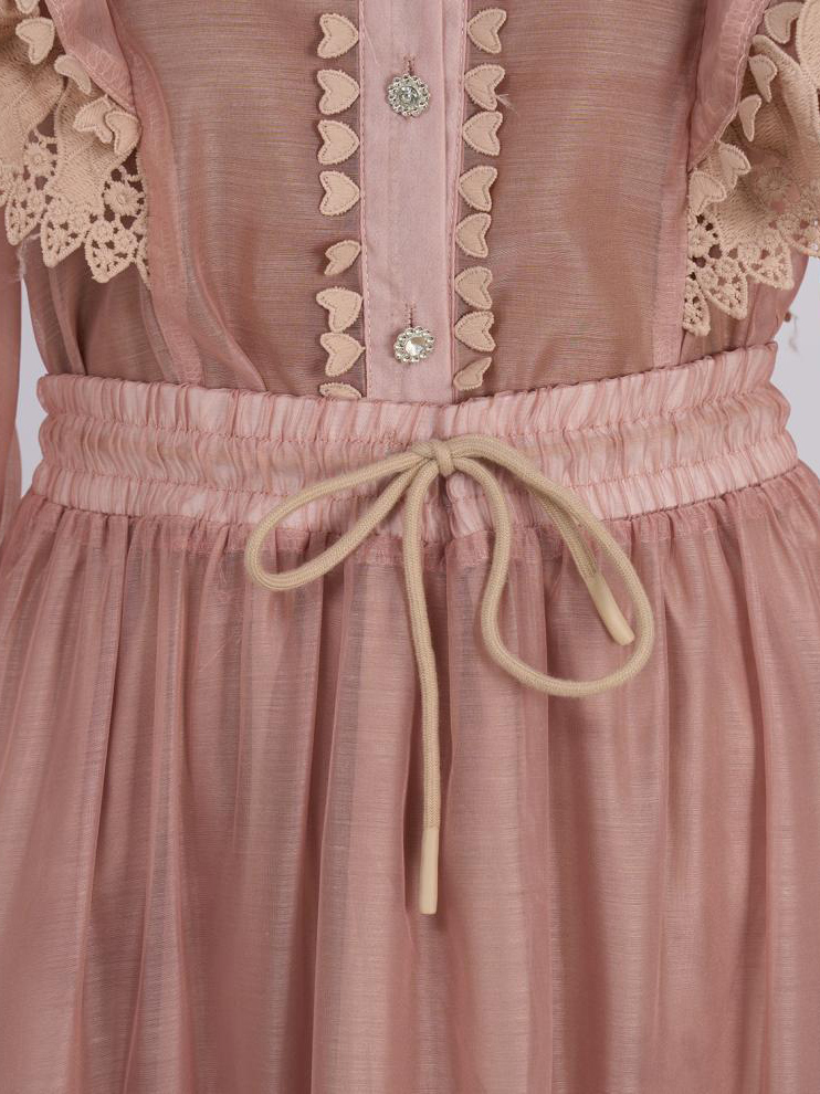 TWOTWINSTYLE Ruffled Stand Collar Tunic Minimalist Dress