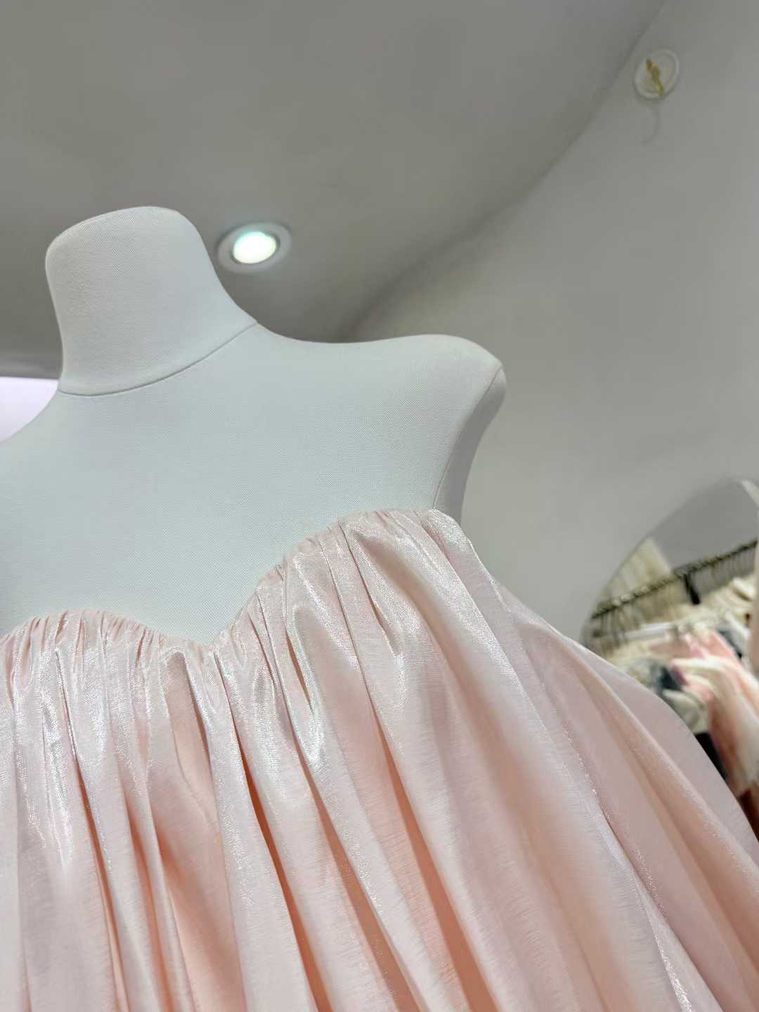 TWOTWINSTYLE Shimmer Off Shoulder Bubble Sleeve Blouse