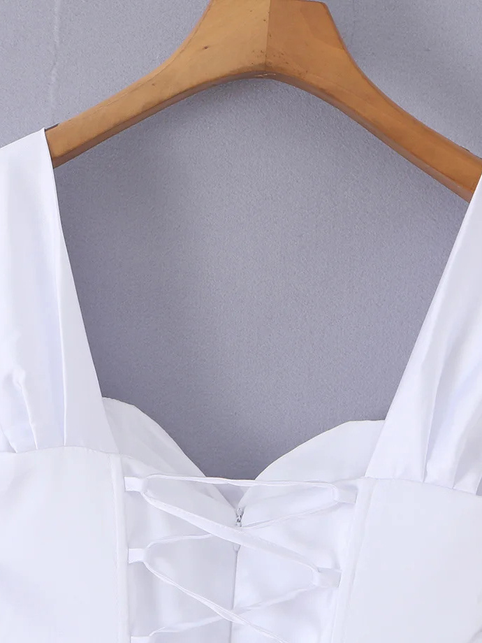 TWOTWINSTYLE Square Neck Corset Bubble Hem Design Dress