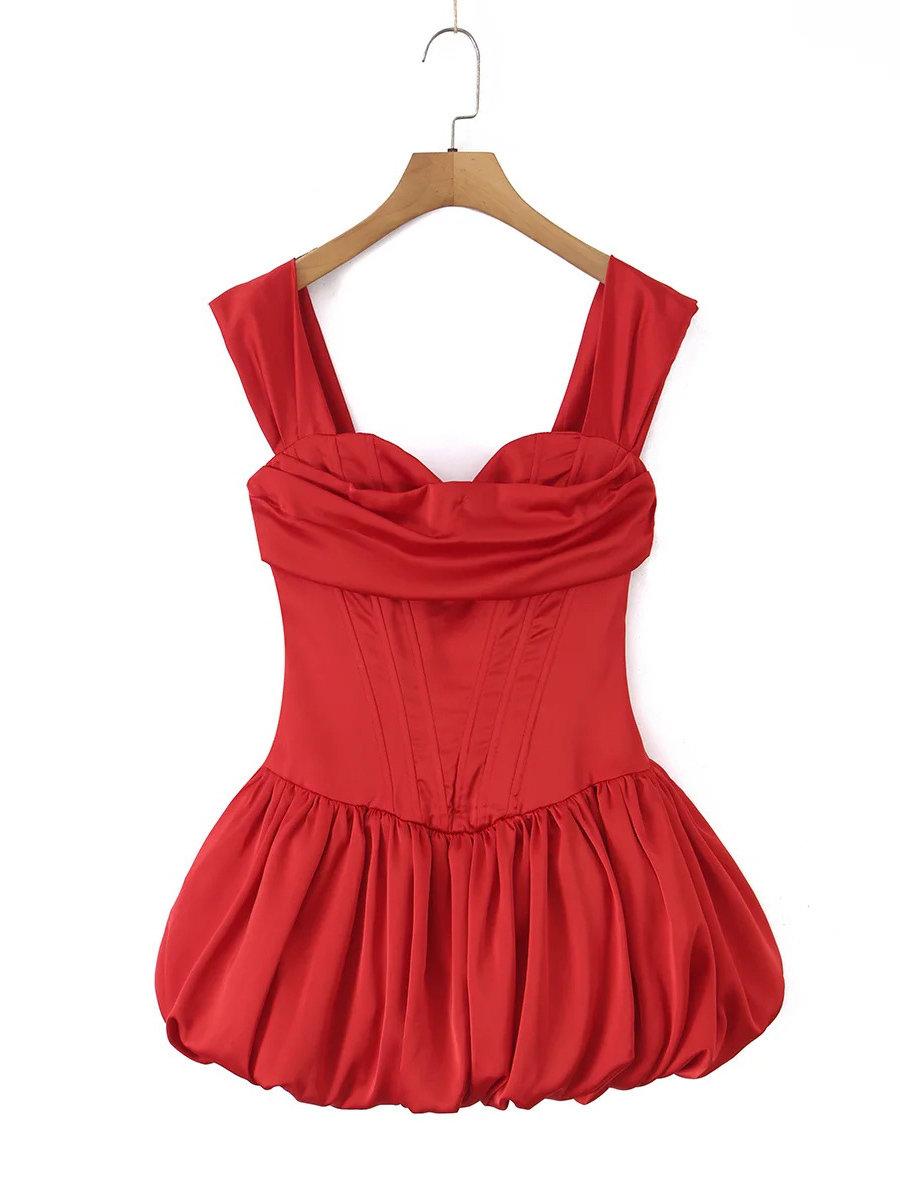 TWOTWINSTYLE Square Neck Corset Bubble Hem Design Dress
