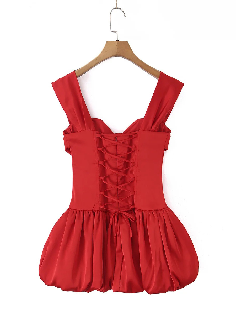 TWOTWINSTYLE Square Neck Corset Bubble Hem Design Dress