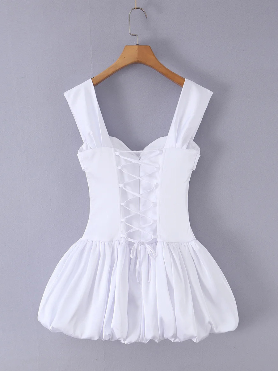 TWOTWINSTYLE Square Neck Corset Bubble Hem Design Dress