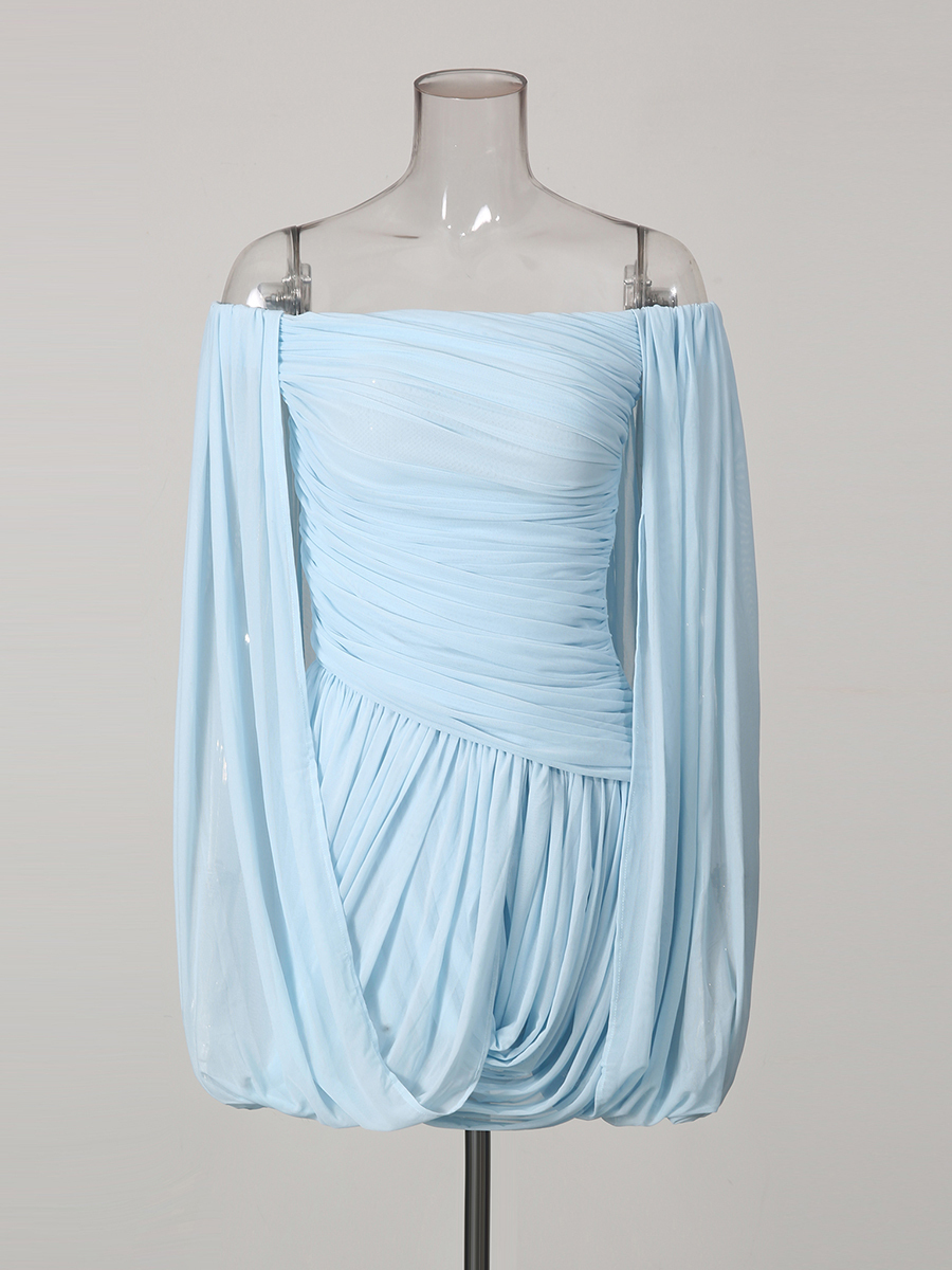 TWOTWINSTYLE Solid Off Shoulder Sleeveles Tunic Chic Dress