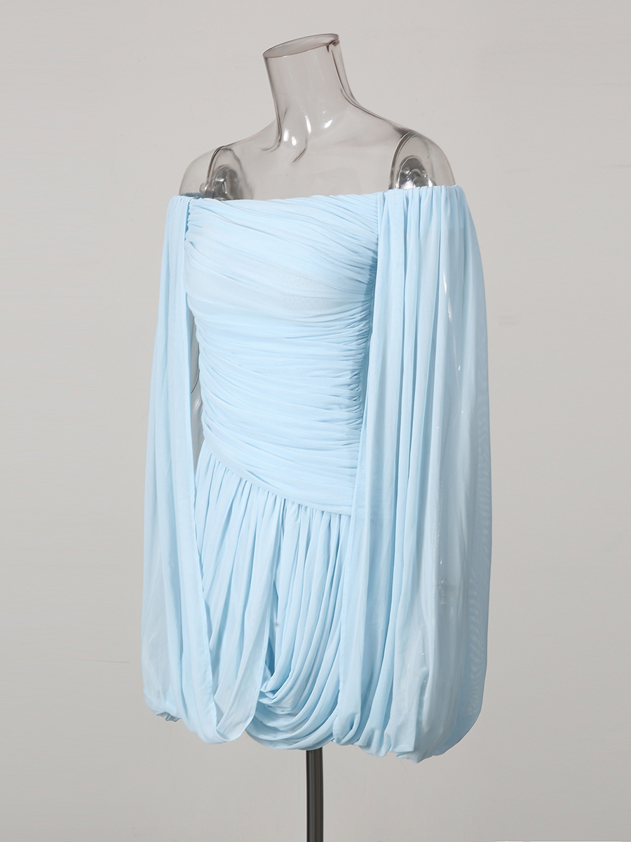 TWOTWINSTYLE Solid Off Shoulder Sleeveles Tunic Chic Dress
