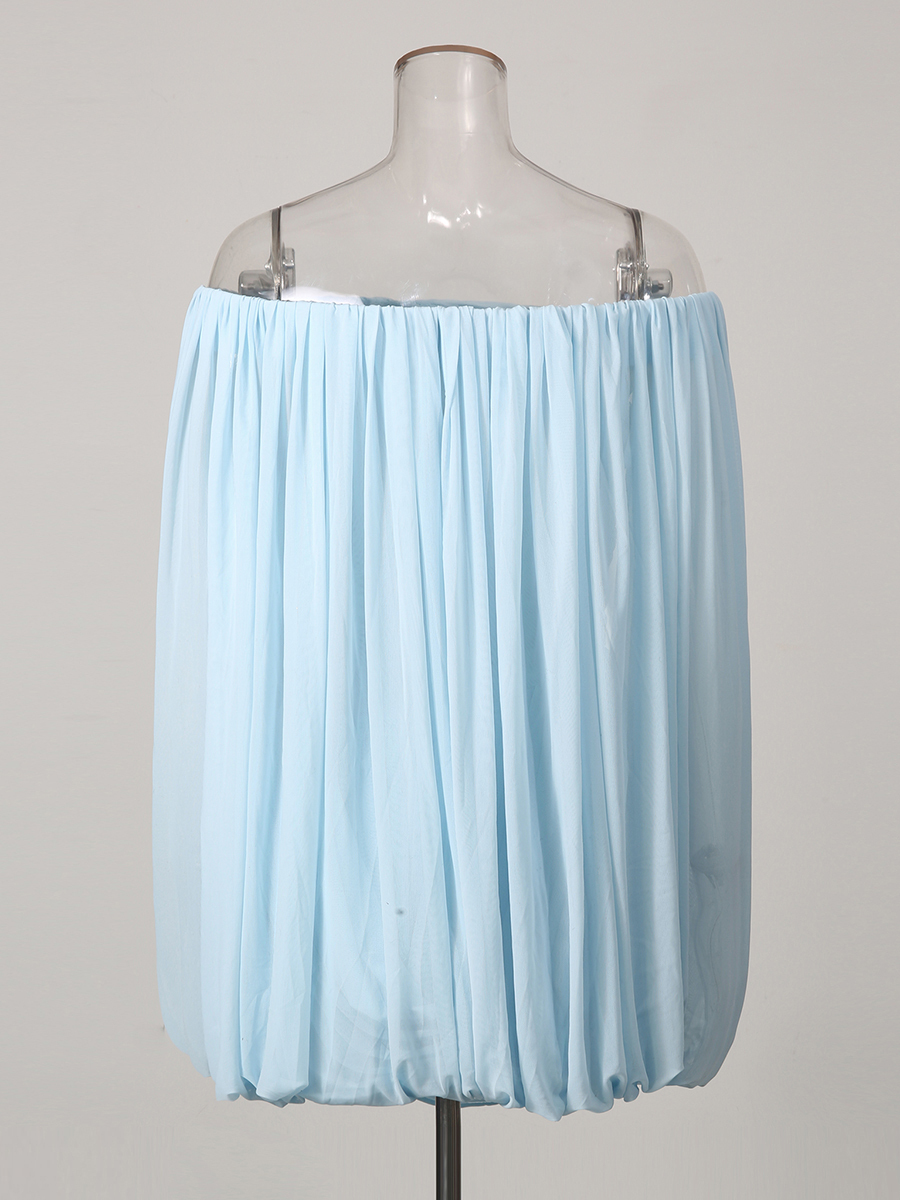 TWOTWINSTYLE Solid Off Shoulder Sleeveles Tunic Chic Dress