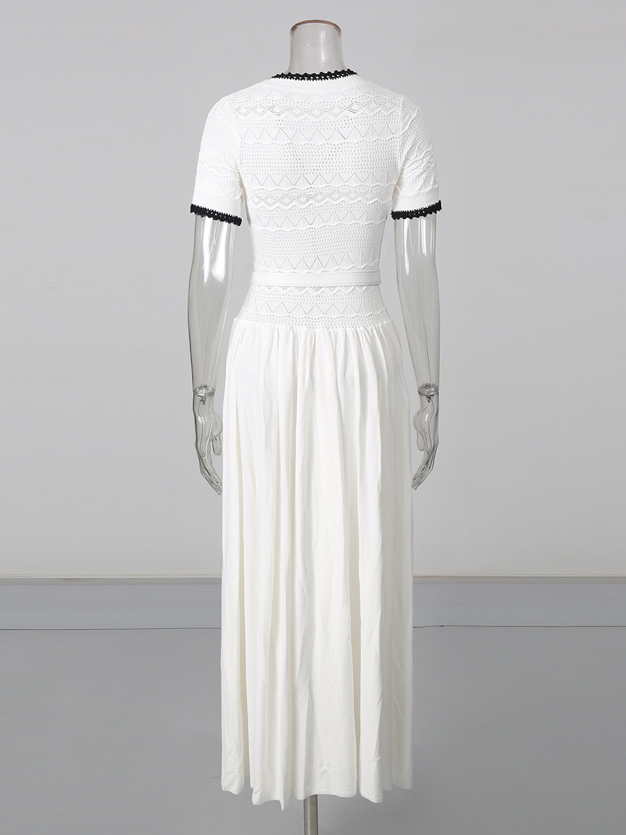 TWOTWINSTYLE Hit Color V Spliced Mesh Elegant Dress